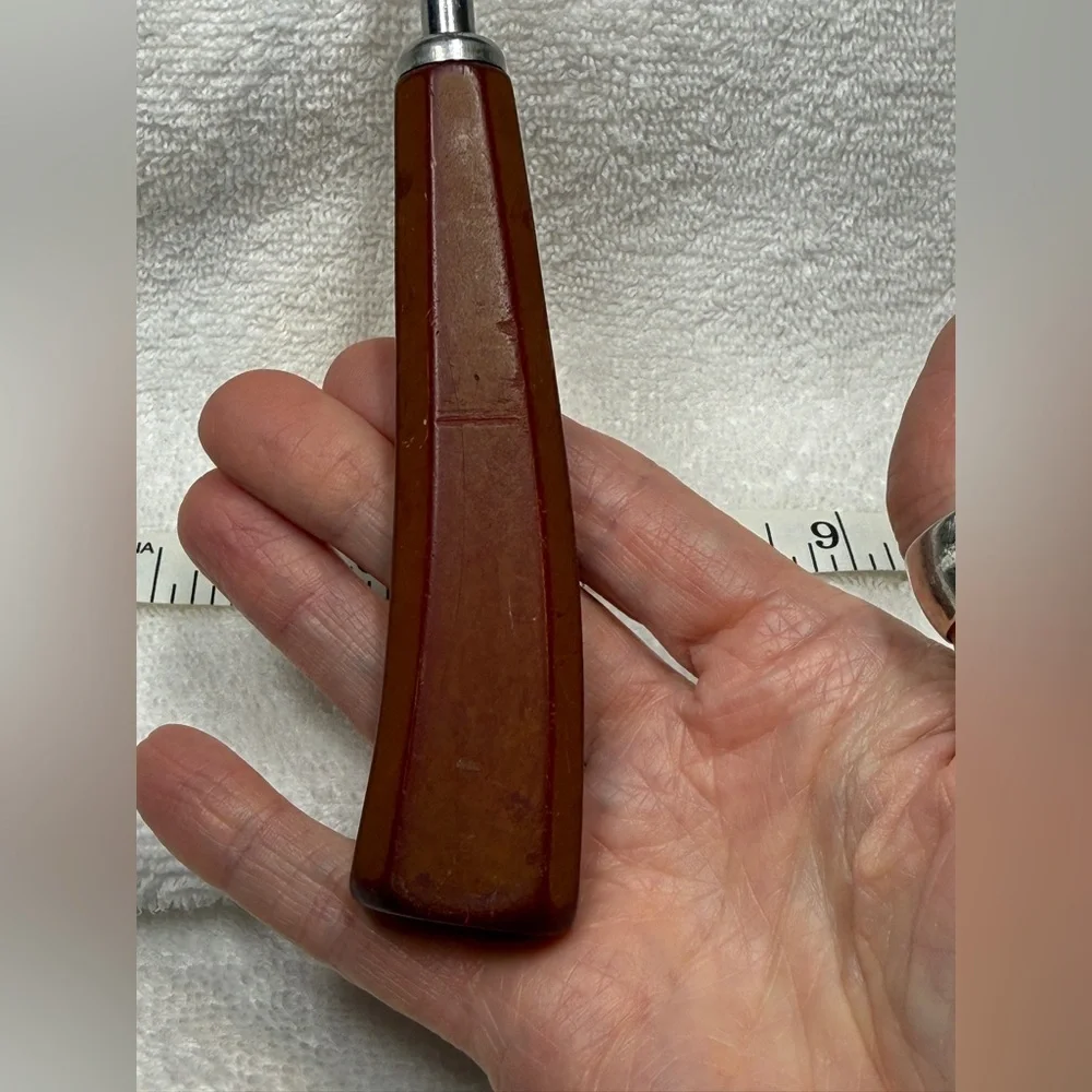 Corona Vintage Two-Tine Carving Fork with Brown Wood Handle MCM